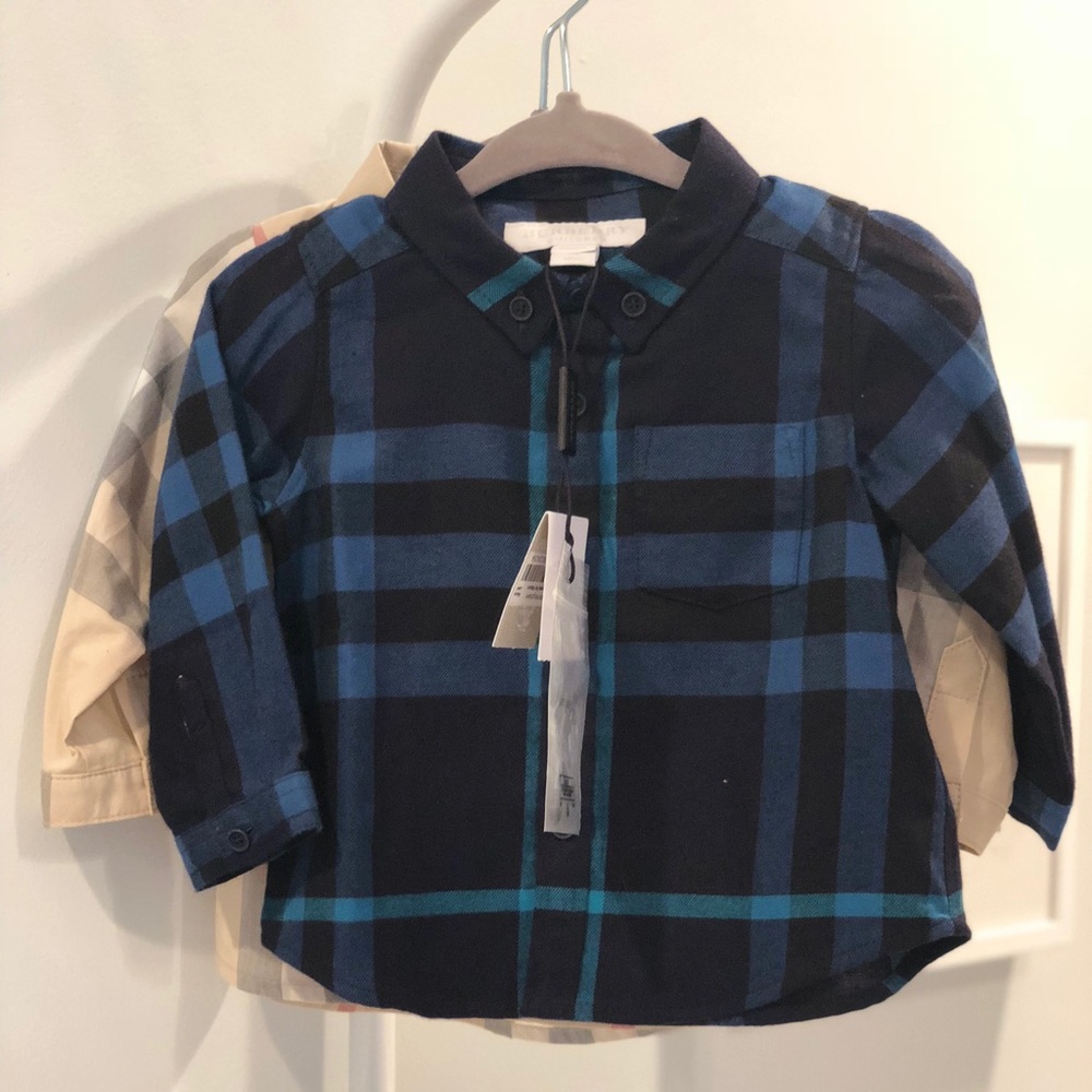 Baby boy blue button down Burberry shirt